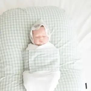 제이앤제나 아기 역류방지 쿠션 순면 커버 체크 민트