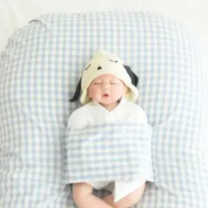 제이앤제나 역류방지 쿠션 시트 순면 커버 체크 블루