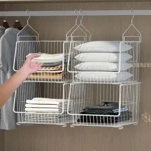 걸이형 수납 바구니 바스켓 정리함 선반 네트망 철제 속옷 옷걸이 와이어 옷장