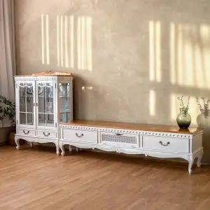 [피어젠]푸트리 프렌치 엔틱 원목 TV거실장세트 B타입