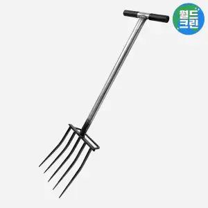 [월드크린] 5발 발판 도라지 창 텃밭 개간 수확 농기구 지지대 삼지창 밭 갈기
