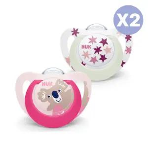 누크 노리개젖꼭지 아기 쪽쪽이 야광 핑크 2개입 X2 BNS