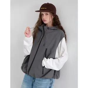 [공구우먼] [제작] 라이트윈드 루즈핏 후드 베스트 86355 빅사이즈 여성의류