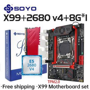 게이밍 마더보드 세트 SOYO X99 C612칩 인텔 제온 E5 2680 V4 CPU DDR4 8Gx1 2133MHz RAM 컴퓨터 부품 메인