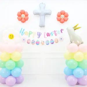 부활절 가랜드 풍선 기둥 스탠드 세트 (해피 이스터) 교회 성당 장식