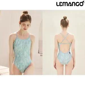 [르망고] 4448 세이지 미스트 그레이쉬 제이드 크로스엑스백 여성 원피스 수영복