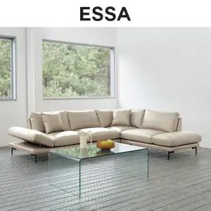 [에싸] 로프트 4인 오픈코너형 베티버 천연 면피 소가죽 소파