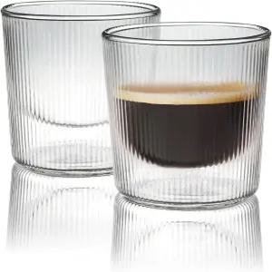 HOME HONEY 이중벽 단열 유리 에스프레소 컵 2 5.4온스 용량 플루티드 붕규산 세트