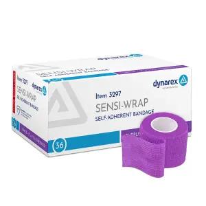 다이나렉스 센시 랩 자가 접착 붕대 36팩 2인치 x 5야드 보라색 라텍스 컬러 탄성 응집 운동 테이프 타투