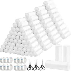 팀글 180팩 거즈 롤 붕대 세트 4인치 x 4.1야드 신축 화이트 통기성 랩 12개 비직조 테이프와 관리 응급