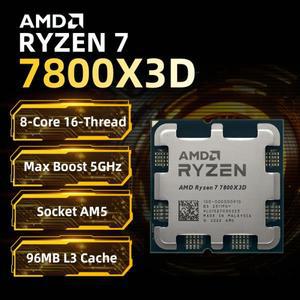 브랜드 뉴 AMD R7 7800X3D CPU 라이젠 7 컴퓨터 게이밍 5GHz 8코어 16스레드 64MB L3 캐시 박스 없음