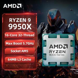AMD 라이젠 9 9950X 게이밍 CPU R9 최대 5.7GHz 16코어 32스레드 AM5 64MB 캐시 프로세서 (패키지 제외)
