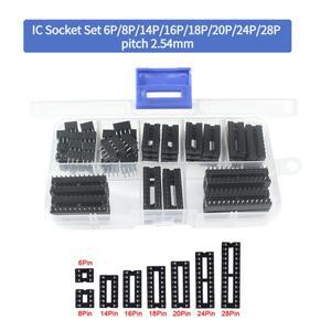 IC 소켓 세트 DIP 어댑터 솔더 커넥터 6P 8P 14P 20P 28P 피치 2.54mm 10-66 개