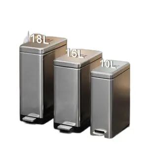 직사각형스텐 페달 쓰레기통 욕실 핸즈프리 주방 무소음 사무실
