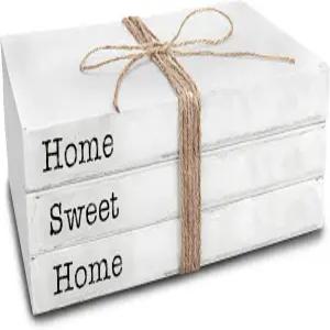 텐XVI 디자인 홈 스위트 사인 장식 도서 - 커피 테이블 현관 빈 책을 위한 실제 페이지가 있는 흰색 러스틱