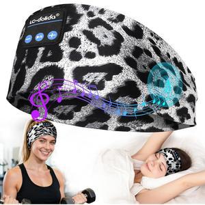 [미국배송] LC-돌리다 수면 헤드폰 헤드밴드 블루투스 5.4 스포츠 이어폰 무선 스피커 마이크 포함 USB C 여성 선물 운동 조깅 요가 불면증 여행 명상