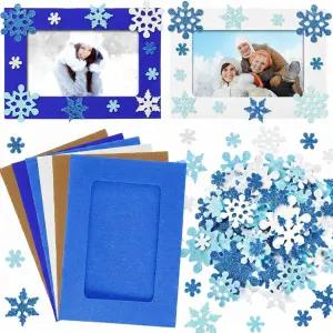 페레이클 232피스 겨울 DIY 액자 공예 키트 32피스 눈 사진 액자와 크리스마스 파티를 위한 스티커 200장
