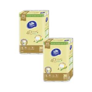 빈다 4D Deluxe 엠보싱 보타니컬 롤화장지 4겹 23m 30롤 2팩