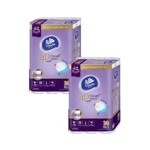빈다 4D Deluxe 엠보싱 롤화장지 4겹 23m 30롤 2팩