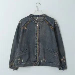 남자 빈티지 나그랑 데미지 차이나 버튼 크롭 청자켓