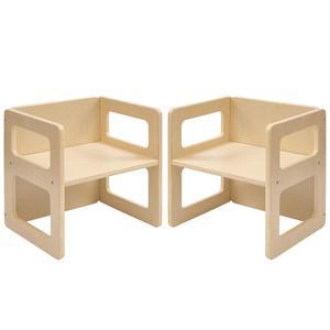 펀리오 높이 조절 몬테소리 이유식 의자 1-3세용, 양질의 견고한 나무 의자, 식사/읽기/놀이용, 몬테소리 가구 CPC 인증 - 천연 2pcs