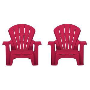 피크닉, 정원, 파티오, 뒷마당 및 해변, 야외 의자 세트를 위한 빨간색 야외 용 액티비티 애디론댁 의자 2팩, 리틀 틱 가든 의자 2팩
