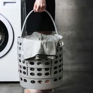 바구니 접이식 손잡이 수거 그레이 빨래바구니 세탁바구니 세탁물
