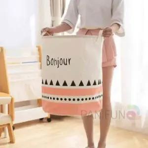 봉주르 패브릭바구니 소품정리함 원형바구니 인형정리함 장난감정리바구니 인형보관함