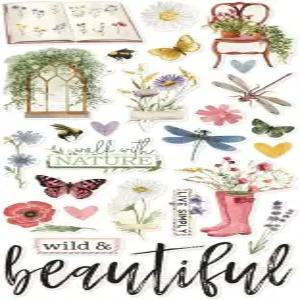 간단한 이야기 빈 초원 꽃 칩보드 스티커