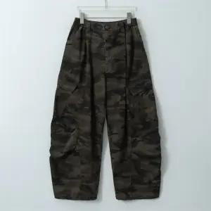남자 커브드 카모 카고 밴딩 와이드 아메카지룩 바지