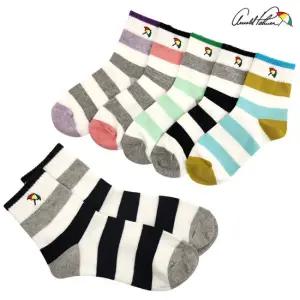 아놀드파마 여성줄무늬양말 패션 스트라이프 캐주얼 중목 5켤레 세트