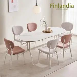 크림슨 타원형 세라믹 6인식탁세트(의자6)