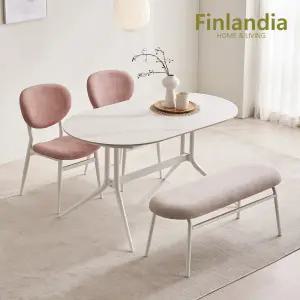 크림슨 타원형 세라믹 4인식탁세트(의자2+벤치1)