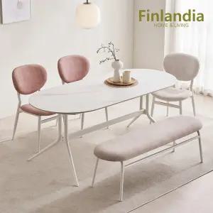 크림슨 타원형 세라믹 6인식탁세트(의자3+벤치1)