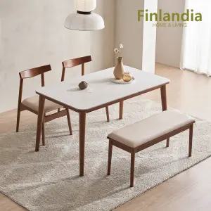 멜버른 포세린 세라믹 4인식탁세트(의자2+벤치1)