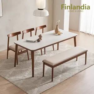 멜버른 포세린 세라믹 6인식탁세트(의자3+벤치1)