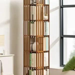 클래식 회전책장 서재 책꽂이 5단 카페 수납장 선반 대나무 클래식원색 인