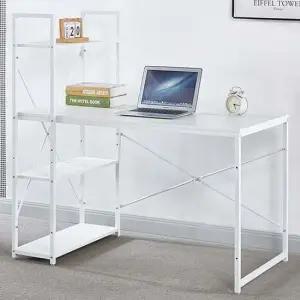 베이직 H형 선반 책상 1600x600 화이트 오피스 테이블 책상