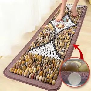 천연 자갈 발마사지 중국꽃쿠션50x150cm 지압 몽돌 발판 매트 혈액순환