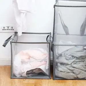 벽걸이 바구니 매쉬 접이식 햄퍼 세탁 재활용바구니 대용량빨래바구니 이동식