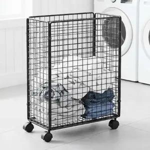 이동식 빨래 세탁 보관 수납 접이식 철제 바구니
