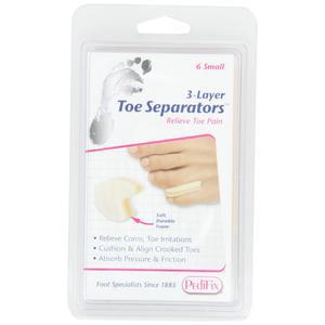 페디픽스 3단 발가락 분리기, 6개들이(2팩), 소형