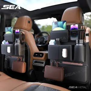 호환  SEAMETAL 자동차 좌석 뒤 보관 주최자 범용 인조 가죽 다기능 보관 가방 Stowing Tidying Pocket Ant