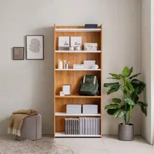 5단 책장 전면 원목 선반장 서재 책정리