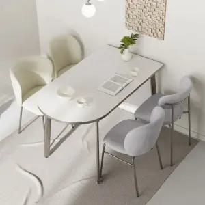 반타원 식탁테이블 무광 실버 프레임 화이트 식탁 1200