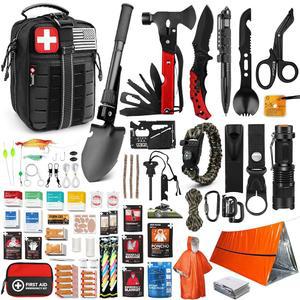 생존 응급 처치 키트, 190개의 생존 장비 및 용품, 야외, 캠핑, 하이킹, 자동차, 차량 등을 위한 군용 IFAK EMT 몰 전술 파우치