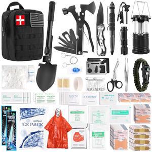 Abpir318 PCS 긴급 생존 키트, 생존 장비 및 장비 응급 처치 키트 차량 여행용 캠핑 하이킹 재난 대비를 위한 용품, 크리스마스 생일 선물 남성용