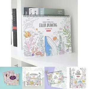 핑크풋 고래 컬러드로잉 쉬운버전 컬러링북/색칠/북/꾸미기/공책/스트레스/해소/재미있는/취미/색칠북/취미