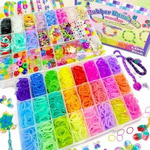 리무드 4400 고무 밴드 팔찌 제작 이상 알파 직조기 세트 2개 비즈 포함 리필 직조 및 36가지 포니 키트