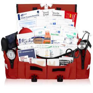 MFASCO 응급처치 키트 외상백 - 재난 대비를 위한 415개 완비 물품 | 기업, 학교, 조직, 단체, 가정 안전 (반사 - 빨간색)